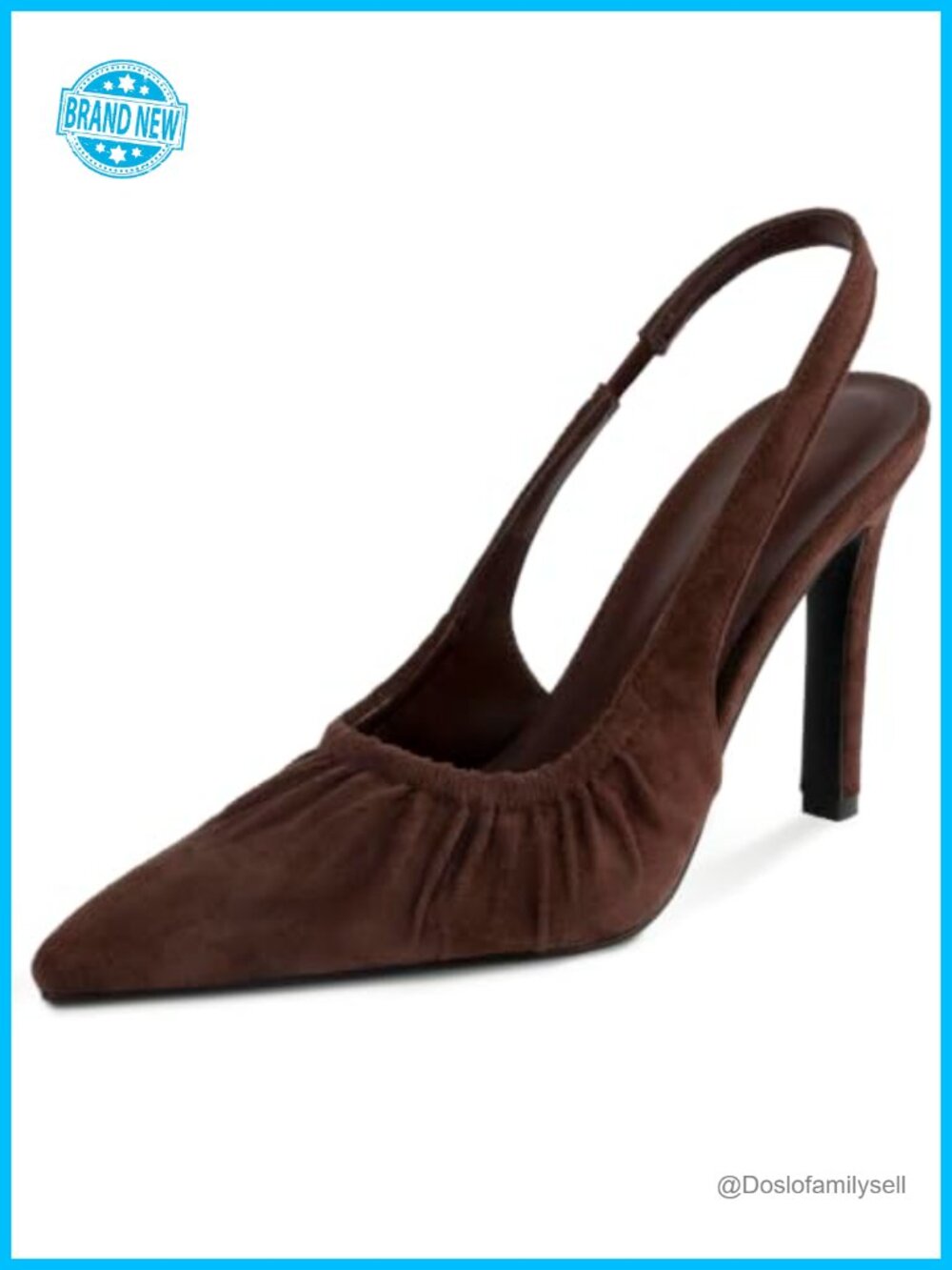 Women's Ruched Pointed Toe Slingback Stiletto Heels 4 Inch Faux Suede Pumps